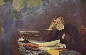 Robert Schumann portréja (színes litográfia) alkotó: German School
