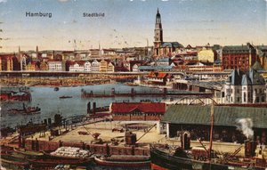 Hamburgi képeslap, 1910 körül (színes fotó) alkotó: German School