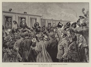 Bismarck herceg indulása Berlinből, a stettini pályaudvaron (metszet) alkotó: German School
