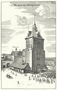 Nyilvános korbácsolás Danzigban a 17. század végén (metszet) alkotó: German School