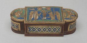 Pyx, 1170-1180 körül (aranyozott réz, champlevé és cloisonné zománc, fa mag (modern)) alkotó: German School