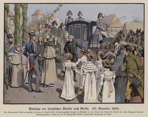 A porosz királyi család visszatérése Berlinbe, 1809. december 23. (színes litó) alkotó: German School