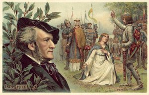 Richard Wagner és egy jelenet a Lohengrin című operájából alkotó: German School
