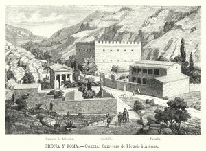 Út Eleusisból Athénba, Görögország (litho) alkotó: German School