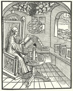 Szobabelső egy tudóssal a munkahelyén, c1500 alkotó: German School