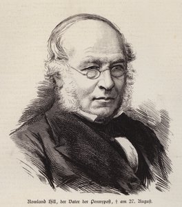 Rowland Hill, a postaszolgálat brit reformátora és a postai bélyeg (metszet) feltalálója alkotó: German School