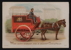 Royal Mail furgon, karácsonyi üdvözlőlap, 19. század vége vagy 20. század eleje (chromolitho) alkotó: German School