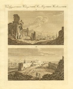 Sagunto óvárosának romjai Spanyolországban (színes metszet) alkotó: German School
