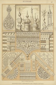 Orosz, építészeti díszek és fafaragások (színes litho) alkotó: German School
