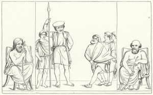 Jelenet Plautus római drámaíró drámájából (metszet) alkotó: German School