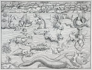 „Sea of Darkness” Sebastien Münster „Cosmographie Universalis” című művéből alkotó: German School