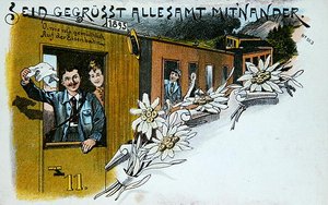 Szuvenír üdvözlőlap, 1900 körül (színes litó) alkotó: German School