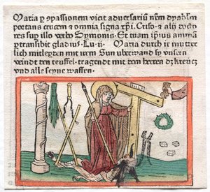 Spiegel Menslicher Behaltnis: Szűz Mária legyőzi az ördögöt, 1400-as évek alkotó: German School