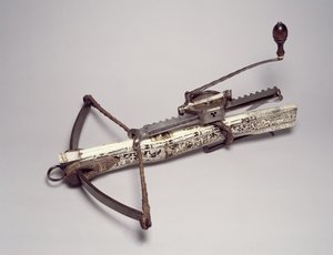 Sporting Crossbow és Cranquin (acél és fa szarvval és csonttal kirakott)
