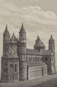Szent Péter-dóm, a katedrális Wormsban, Németországban (litho) alkotó: German School