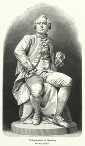 Fritz Schaper, Gotthold Ephraim Lessing német drámaíró és filozófus szobra Hamburgban (litho) alkotó: German School