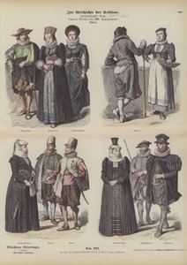 Svájci viseletek, 17. század közepe (színes metszet) alkotó: German School