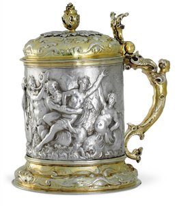 Tankard, valószínűleg Hamburg, 1660 körül (aranyozott ezüst csomag) alkotó: German School