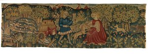 Szűzet és egyszarvút ábrázoló gobelincsík, valószínűleg Arrasból alkotó: German School