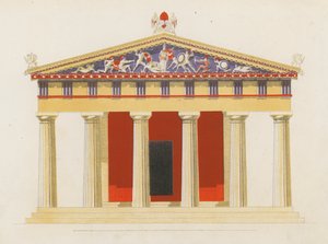 Aphaea templom, Aegina, Görögország (színes litográfia) alkotó: German School