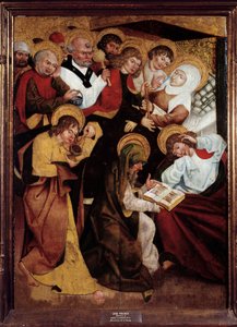 A német iskola festménye a Szűz elhunyta. 15. század. Metz Szépművészeti Múzeum. alkotó: German School