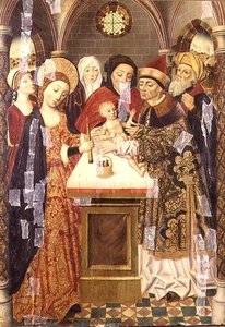 A bemutató a templomban, 1480 körül alkotó: German School