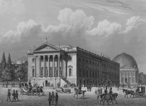 A Királyi Operaház és a Szent Hedvig-székesegyház, Berlin (acélmetszet) alkotó: German School