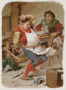 A kívánságasztal, az aranyszamár és a búbos a zsákban (chromolitho) alkotó: German School