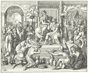 Ataulf, a vizigótok királya és Galla Placidia, I. Theodosius római császár lánya házassága, 414 (metszet) alkotó: German School