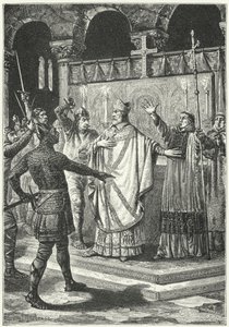 Thomas a Becket meggyilkolása a canterburyi katedrálisban alkotó: German School