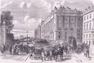 Utcai barikádok feldobása Párizsban, Cassells: A Franciaország és Németország közötti háború története, a Cassell and Company Limited kiadása, 1890 körül (litho) alkotó: German School