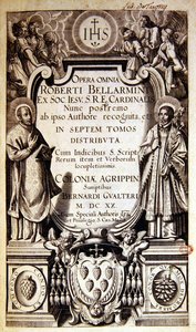 Robert Bellarmine Opera Omnia (teljes művei) címlapja, Kölnben 1620-ban megjelent kiadás (nyomtatott papír) alkotó: German School