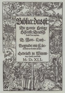 Martin Luthers Biblia 1541-es kiadásának címlapja alkotó: German School