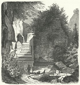 Vergilius római költő sírja, Posillipo, Nápoly (metszet) alkotó: German School