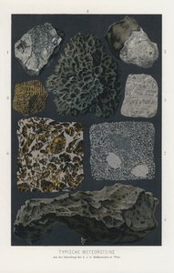 A meteoritok típusai (színes litho) alkotó: German School