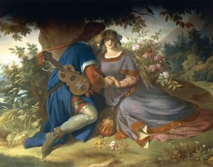 "A hársfa alatt, a jókoron...", a Lohengrin Saga (falfestmény) alkotó: German School