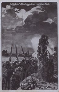 Sikertelen kísérlet egy német repülőgép lelövésére, I. világháború (litho) alkotó: German School