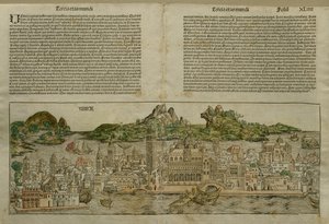 Velence látképe, Hartmann Schedel (1440-1514) Nürnbergben megjelent Liber Chronicarum illusztrációja, 1493 alkotó: German School