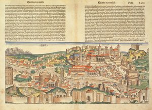 Róma városának kilátása, Hartmann Schedel (1440-1514) Nürnbergi Krónikájából 1493 alkotó: German School