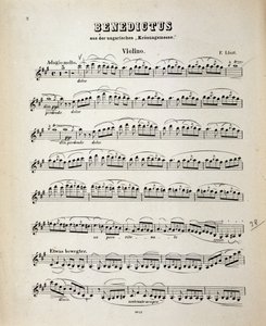 Hegedű partitúra oldal Liszt Ferenc magyar koronázási miséjéből alkotó: German School