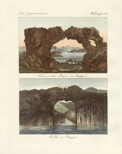 Vulkáni ívek és barlangok (színes metszet) alkotó: German School