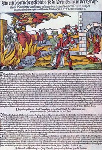 Derneburgban 1555-ben elégették a boszorkányokat alkotó: German School