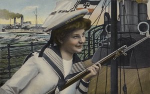 Nő a német Braunschweig csatahajó tengerészének egyenruhájában (színes litó) alkotó: German School