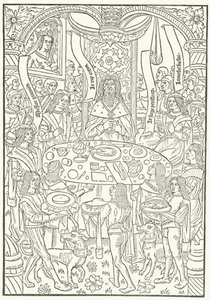 Fametszet a Lancelot du Lac első kiadásából, Jean le Bourgeois 1488-ban Rouenben nyomtatta (metszet) alkotó: German School