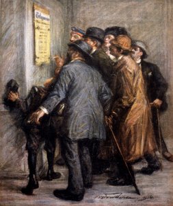 Első világháború (1914-1918): Az osztrákok felolvassák a hadműveletekről szóló nyilatkozatot, -a „Jugend”-ben” alkotó: German School