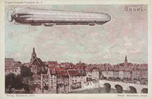 Zeppelin repül Bázel felett alkotó: German School