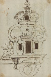 Fali emlékmű fegyveres gömbbel [verso] alkotó: German or Austrian 16th Century