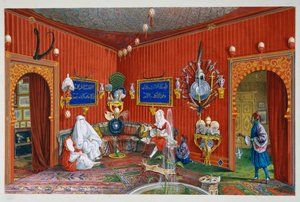 Keleti szoba a Villa Lazarovichban, Habsburg Maximilianus (1832-1867) trieszti rezidenciájában, Germano Prosdocimi tempera alkotó: Germano Prosdocimi