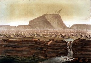 Jorullo vulkán, Mexikó (színes litho)