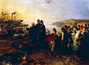 Az ezrek beszállása Quartoban, 1860 körül, Gerolamo Induno (1825-1890), olaj, vászon